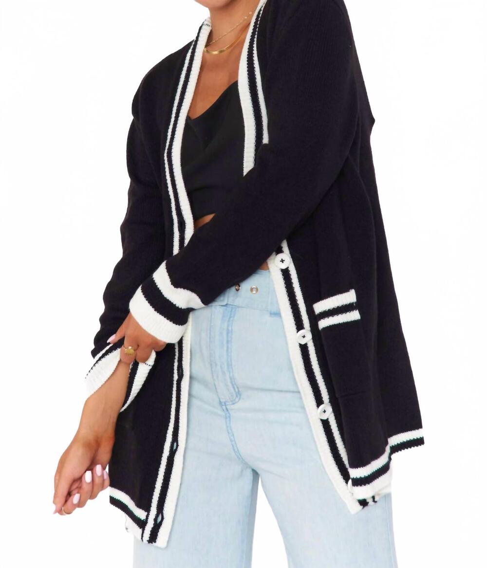 NEW SHOW ME YOUR MUMU lambert cardigan in black varsity stripe